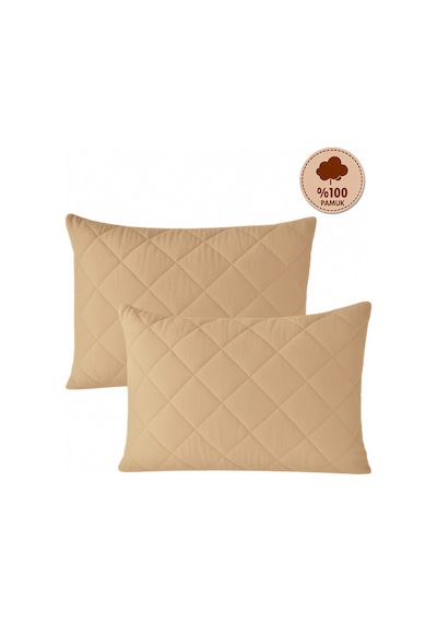 Formeya Pamukkale Alez Kahverengi %100 Pamuk Kapitone Yastık Koruyucu Alez 2 Adet 50X70 CM