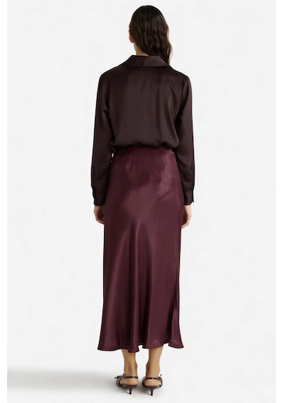 Defacto A Kesim Normal Bel Saten Midi Bordo Kadın Etek B1867ax/br234 Bordo