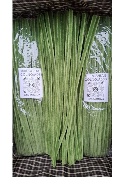 30 Cm A063 Yeşil Kod Şönil - Tüylü Hobi Çubuğu 100 Lü Paket