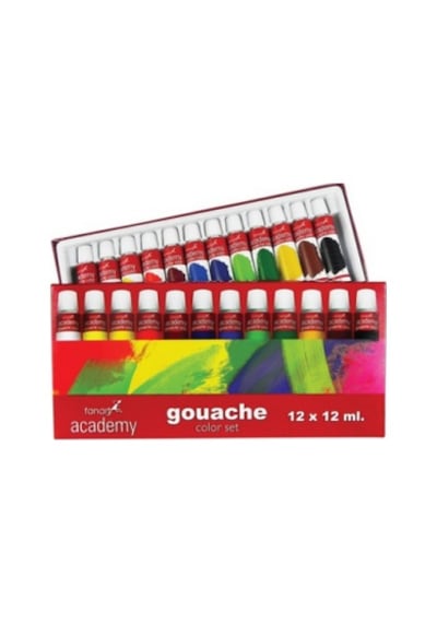 Guaj Boya Seti 12 'li ( 12 x 12 Ml ) - Fanart Academy Çok Renkli