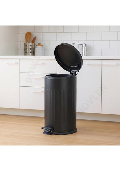 16 Litre Vintage Metal Çıkarılabilir Kovalı Çöp Kovası Siyah