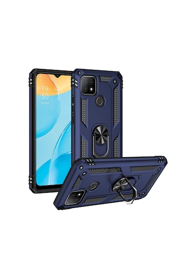 Oppo A15s Kılıf Sert Silikon Yüzüklü Stand Özellikli Kapak