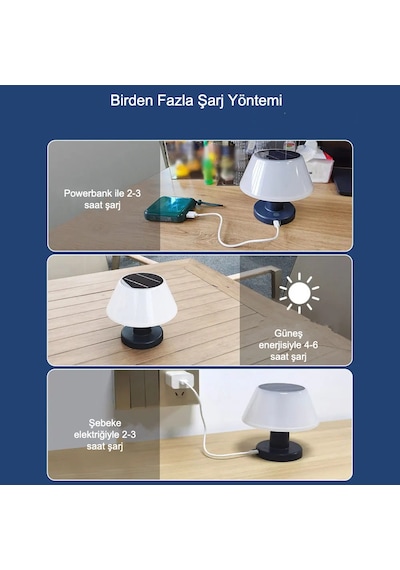 Mdstech Masa Lambası Modern Tasarım Su Geçirmez Güneş Enerjili 4 Kademeli Dim Led Ayarlanabilir Siyah Ve Şeffaf