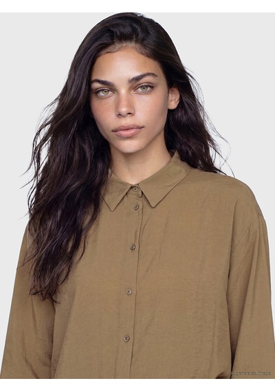 Lcw Modest Yeşil Oversize Modal Karışımlı Kadın Gömlek Tunik