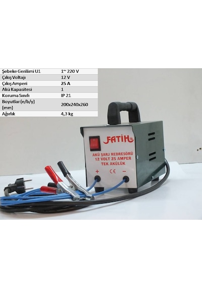 Akü Şarj Cihazı 12 Volt 15 Amper Fatih Türk Malı Redresör Akü Şarj Cihazı 12 Volt 15 Amper Fatih Türk Malı Redresör