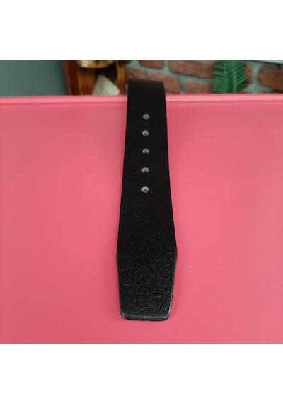 Real Leather Erkek Spor Kemer Düz Siyah Hakiki Deri 4.5 CM Siyah