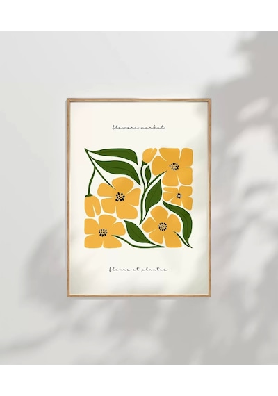 Çerçevesiz Poster Sarı Çiçek Deseni