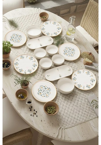 Kitchen Life D-Harma Stackable 14 Parça 6 Kişilik Kahvaltı Takımı Çok Renkli
