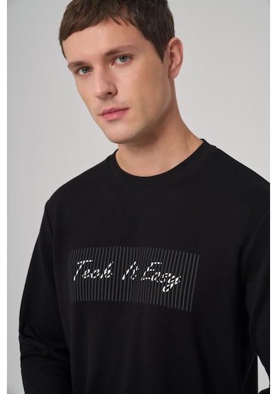 Morven Erkek Siyah Trend Baskılı Bisiklet Yaka Sweat-shirt 26ks063014001 Siyah