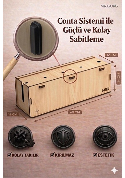 Mrx -org Priz Organizer Kablo Düzenleyici Kutu & Kablo Gizleyici, Dekoratif Akçaağaç