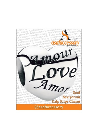 Love Amour Klips Charm Asafaccessory Gümüş