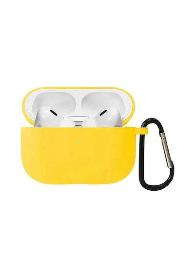 Koodmax Apple Uyumlu AirPods Pro 2. Nesil Silikon Kılıf + Metal Kopça - Sarı