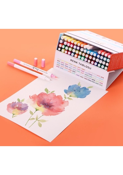 Platube Çift Taraflı Brush Pen 60’lı Marker Kalem Seti Bullet Jurnal Mandala Eskiz Boyama Seti