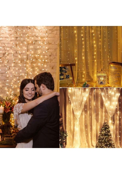 Uzaktan Kumandalı USB 8 Animasyonlu 2x2 M 10 Saçak 200 Led Peri Telli Perde Led Renkli
