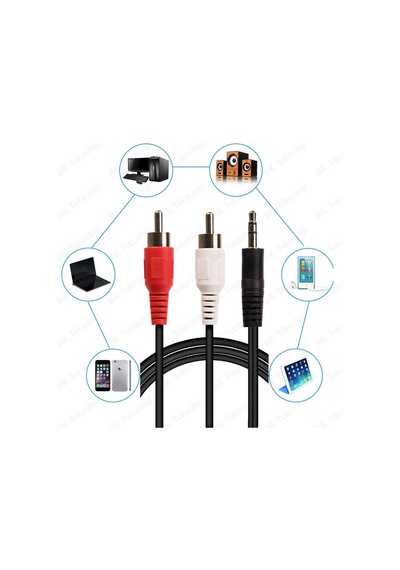 3.5 mm Erkek to 2 RCA Erkek Ses Kablosu - 1.5 Metre