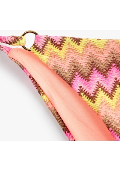 Koton Charm Detaylı Yanları İp Bağlamalı Desenli Bikini Altı Pembe Çizgili 6sak00067mm