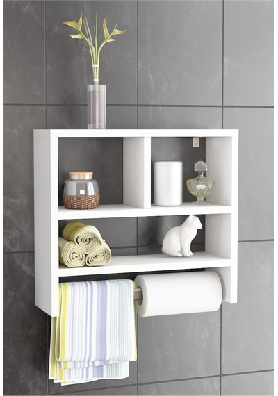 Flora Ax Mutfak Banyo Rafı Havlu Askılı Beyaz