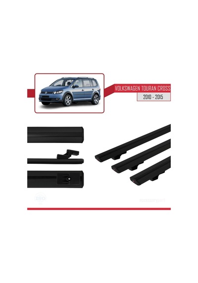 Volkswagen Touran Cross 2010-2015 Arası İle Uyumlu Basic Model Ara Atkı Tavan Barı Siyah 3 Adet
