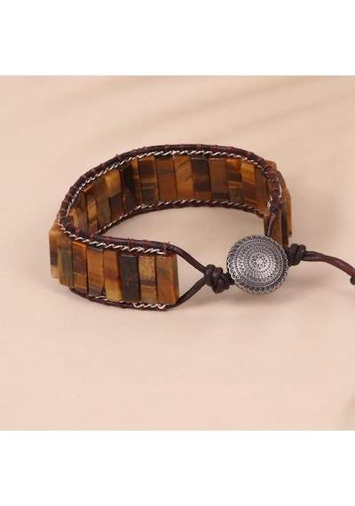 Valkyrie Kaplan Gözü Doğal Taş Bileklik El Yapımı Ayarlanabilir Vintage Tasarım Kahverengi
