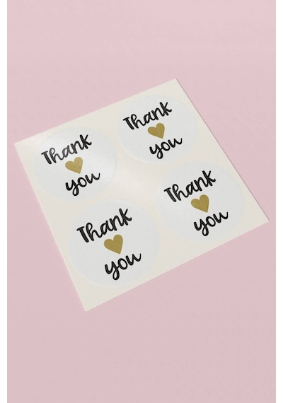 Gold Kalpli Thank You Kargo Sticker 3x3cm St2144 Çok Renkli
