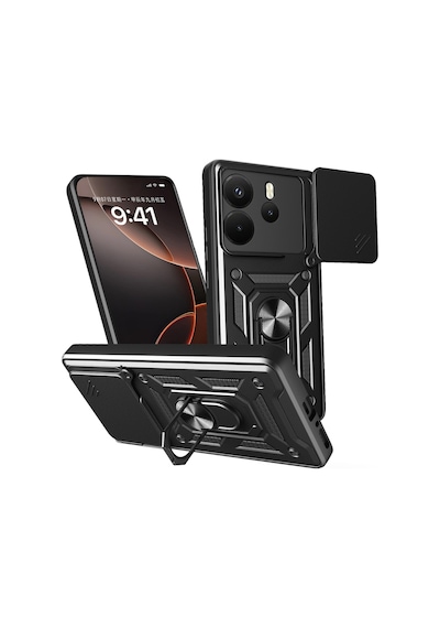 Teleplus Xiaomi Redmi Note 14 4g Kılıf Magnetik Standlı Kamera Korumalı Slide Sürgülü Cover Kapak
