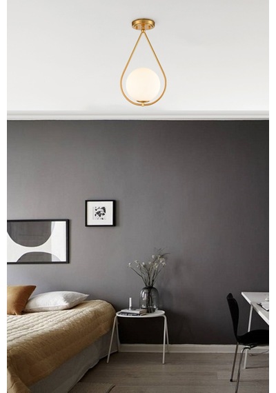 Damla Camlı Tekli Modern Hol Salon Oturma Odası Giriş Tekli Avize Beyaz