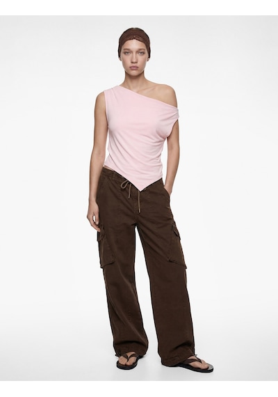 Koton Slim Fit Kolsuz Asimetrik Bluz Pembe 6sal30030ık Gül