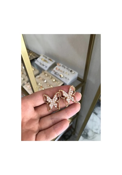 Linalya Jewelry Kelebek Küpe Metalik - Model 214