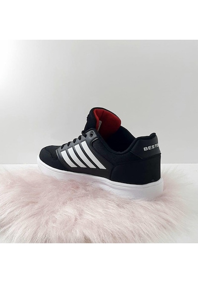 Bestof 074 Siyah Sneaker Düz Taban Hafif Rahat Spor Çift Ayakkabı - 538999583