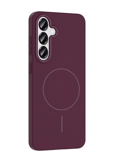 Zore Galaxy S25 Kılıf Magsafe Şarj Özellikli Nvth Ruby Silikon Kapak - Mürdüm Şeffaf
