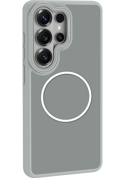 Ardemix Samsung Uyumlu Galaxy S26 Ultra Kılıf M-safe Şarj Özellikli Metal Kamera Çerçeveli Zore Sanremo Silikon Kapak - Gri