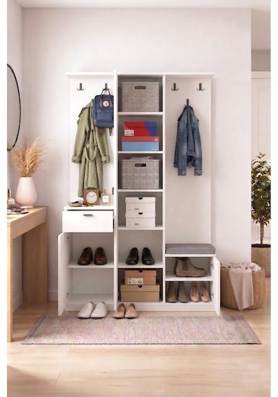 Harmony Partmanto Vestiyer Ayakkabılık 106x190x39 Cm Beyaz - Modern Tasarım
