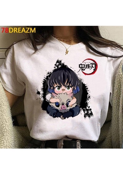 Noıssey Kırmızı Etiket Gala Yeni Demon Slayer T-shirt Model63 16837 Beyaz