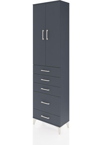 Arges Dolap 2 Raflı 5 Çekmeceli Tek Askılı 60x30x221 Antrasit... Antrasit
