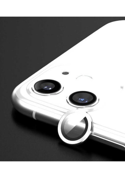 Apple Uyumlu   iPhone 12 Mini Kamera Koruyucu Lens Mercek Metal Çerçeveli 2li Set Gümüş Gri - Silver