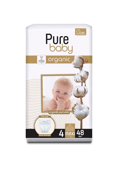 Pure Baby Organic Bebek Bezi 4 Numara Maxi 48 Adet