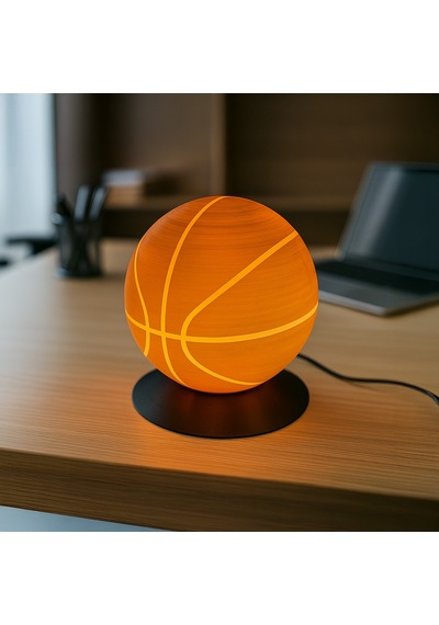 Basketbol Topu Tasarımlı Led Masa Lambası Turuncu