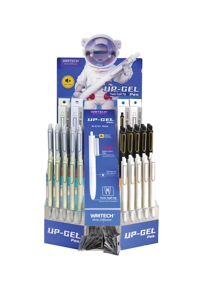 Wrıtech W-0154 Up 0,5mm Mavi Jel Kalem - 70'li Stand Ahşap
