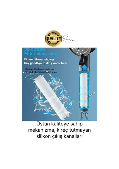 Premium 5 Fonksiyonlu Filtreli Değişebilen Masajlı Yüksek Basınçlı Arıtmalı Banyo Duş Telefonu Standart Diğer
