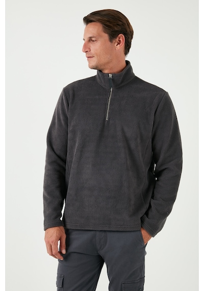 Buratti Slim Fit Dik Yaka Kışlık Şardonlu Erkek Polar 5906053 Antrasit