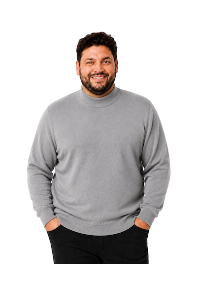 Battalmoda Erkek Büyük Beden Gri Yarım Balıkçı Pamuklu Kazak 3xl-4xl-5xl-6xl