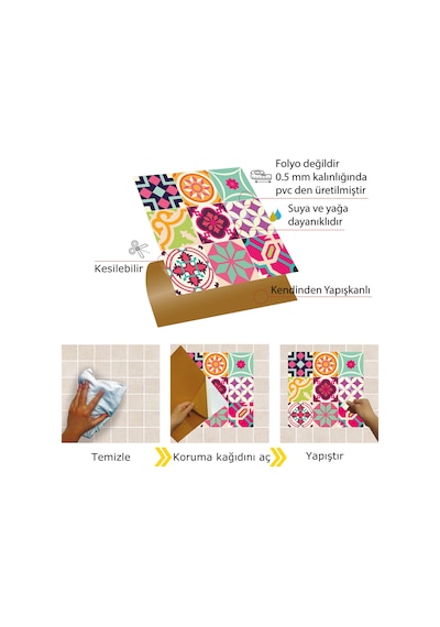 Tink KENDİNDEN YAPIŞKANLI COLORFUL DESENLİ PVC KARO 30X30 CM