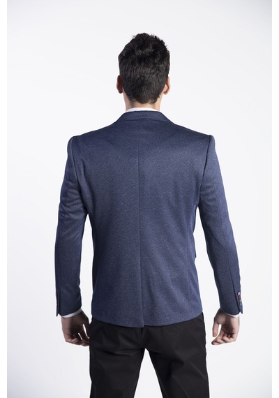 Sposo 5112  Dar Kalıp Örme Kumaş Lacivert Erkek Blazer Ceket Lacivert