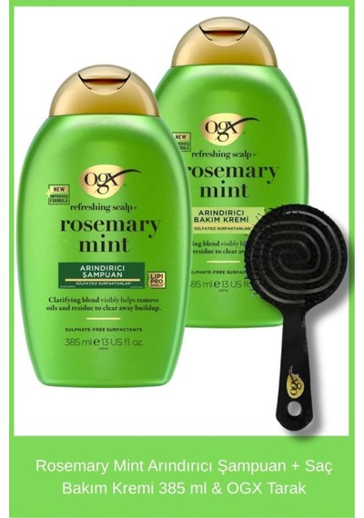 Rosemary Mint Arındırıcı Şampuan + Saç Bakım Kremi 385 Ml & Ogx Tarak