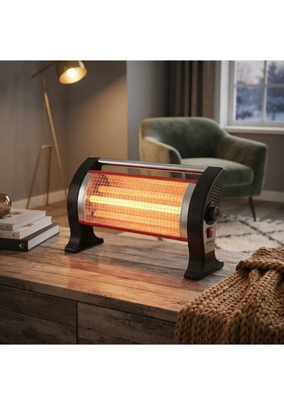 Minisan Dp 1200 Q 1200 W Elektrikli Soba 3 Kademeli Quartz Mini Isıtıcı Siyah