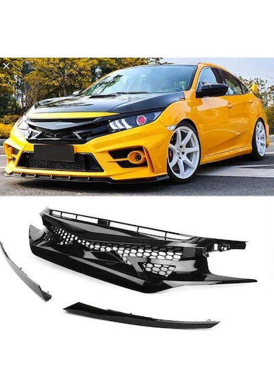 Honda Civic Fk7 Ön Panjur Izgara Ve Far Kaşları Siyah Fc450 Model