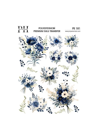 Polyesterhobi Premium Sulu Transfer 25x35 Cm Çiçek Desenli Ps 181