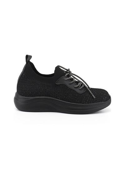 Diğer Kadın Siyah Triko Bağcıklı Memory Foam Tabanlıklı Comfort Sneaker Dyza83935168