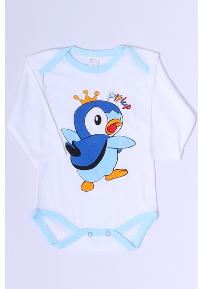 Hçm Bebek Uzun Kollu Zıbın Çıtçıtlı Baskılı D15 Beyaz