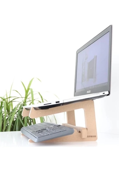 Ahşap Laptop Standı - 13" - 14" Boyutlarındaki Laptoplar Ile Uyumlu - Laptop Yükseltici